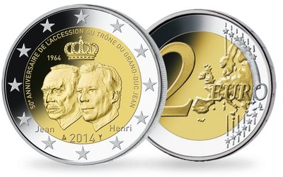 Monnaie de 2 Euros «50ème anniversaire de l’accession au trône du grand-duc Jean» Luxembourg
